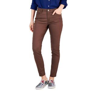 NWT Tommy Hilfiger Women's Coated Skinny-Ankle Jeans J2XK2042 6 Tobacco Brown